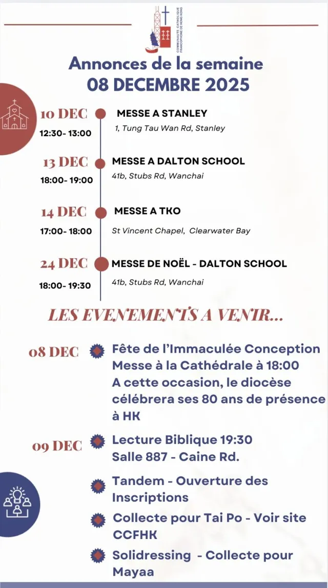 Les annonces de la semaine 08 Déc.
