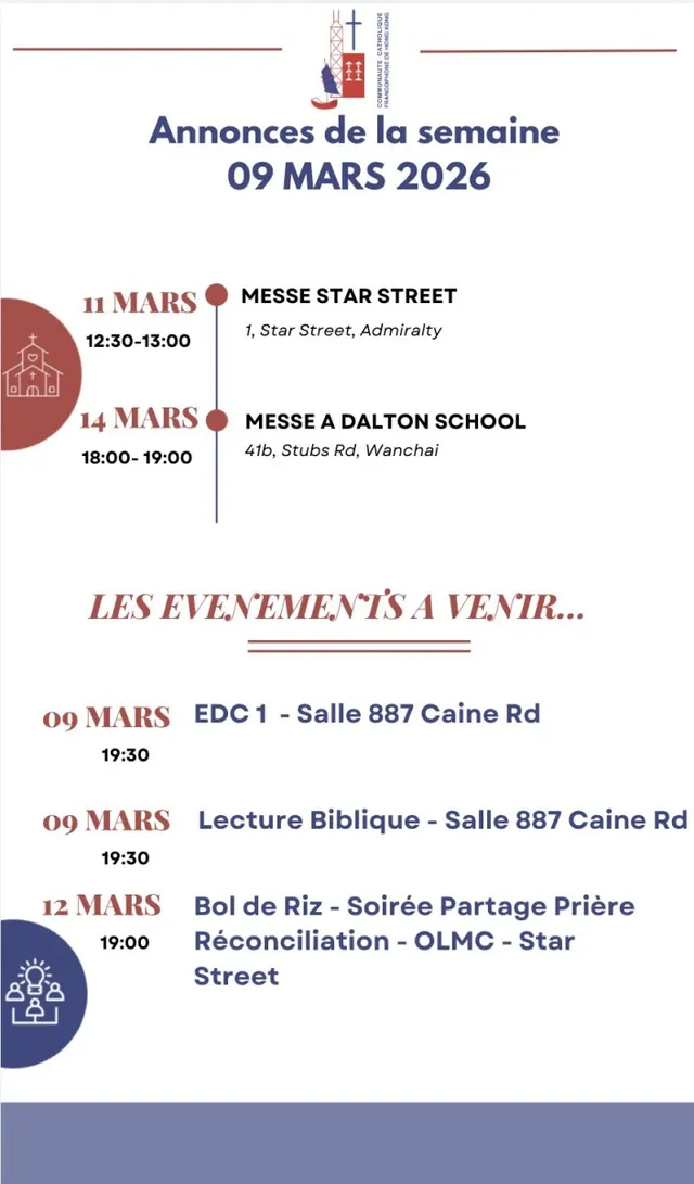 Les annonces de la semaine 09 Mars 2026