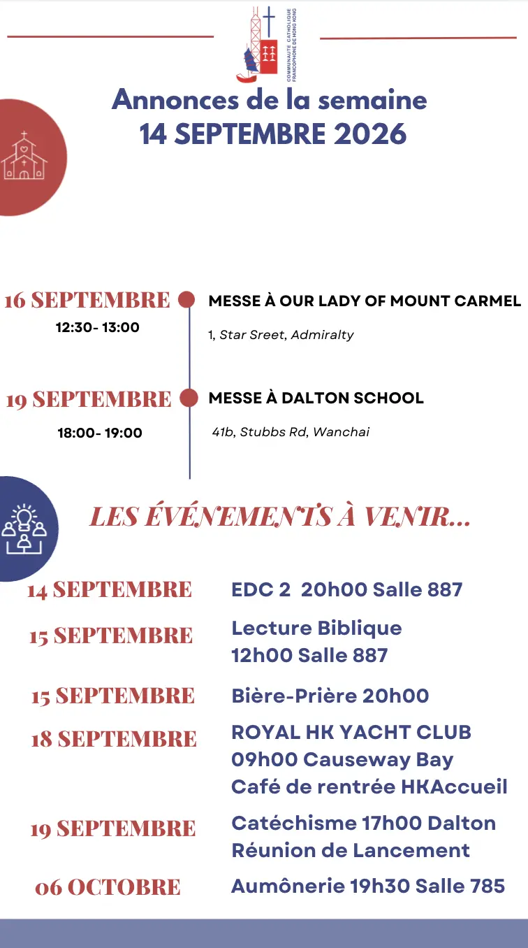 Les annonces de la semaine - 14 Septembre 2026