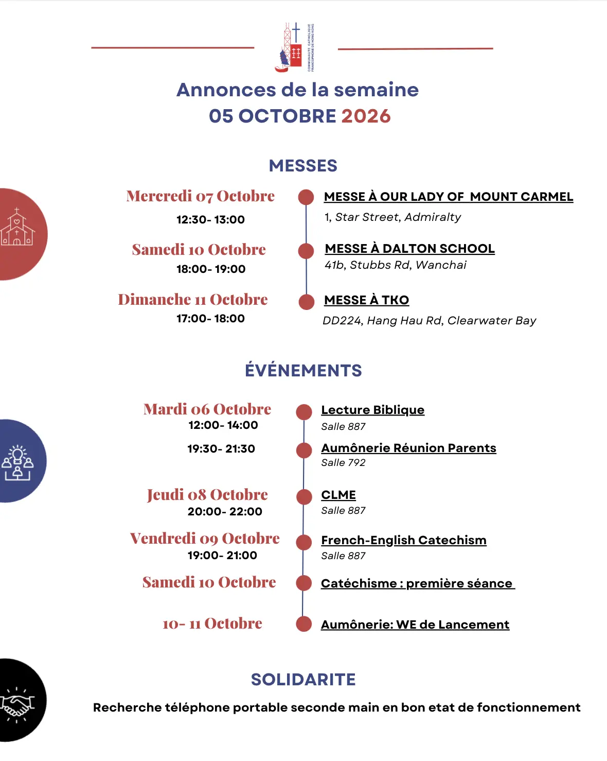Les annonces de la semaine - 05 octobre 2026