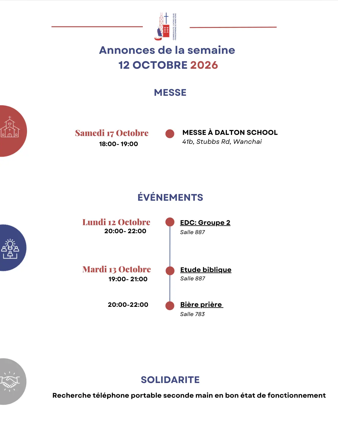 Les annonces de la semaine - 12 octobre 2026