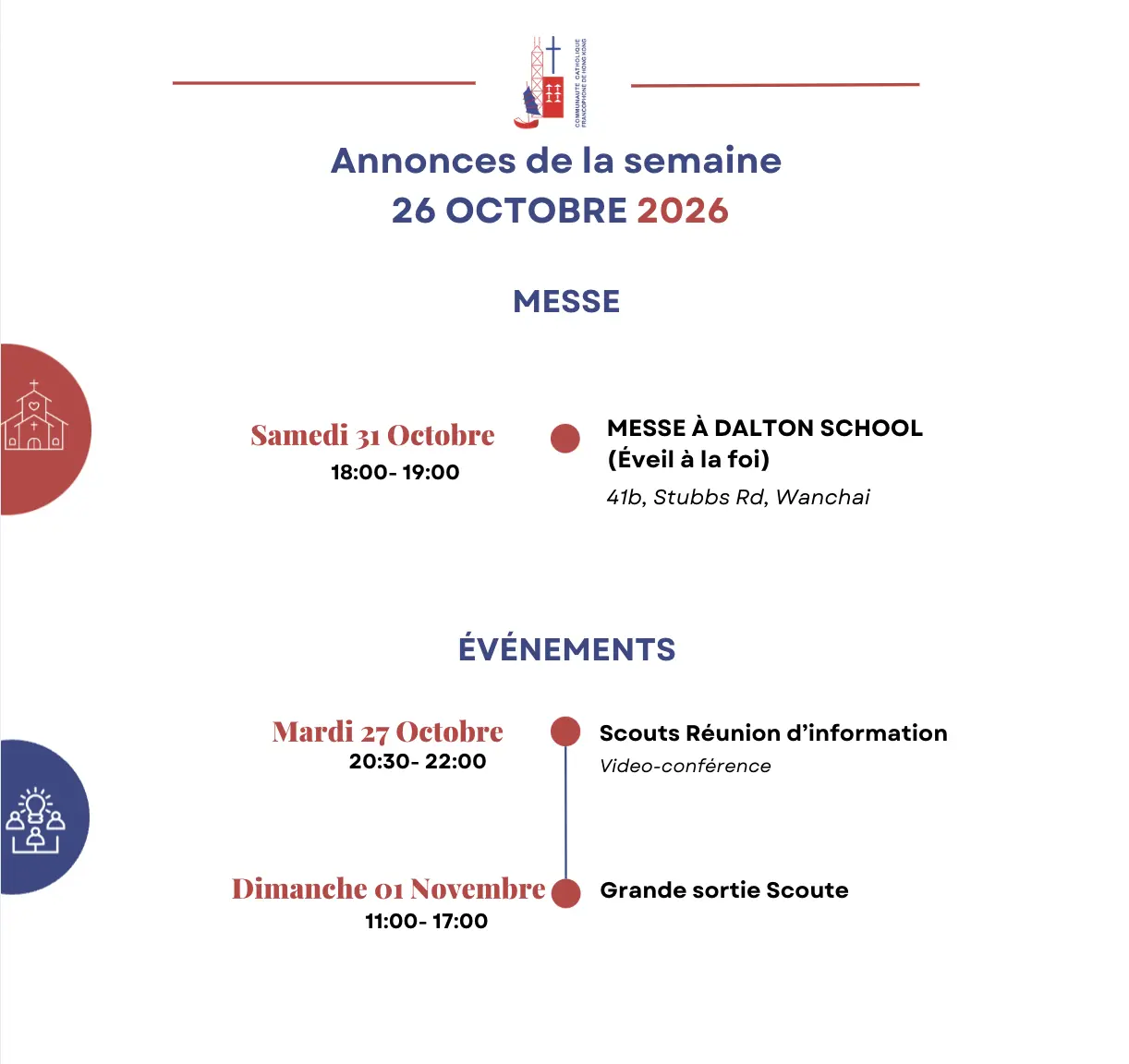 Les annonces de la semaine - 26 octobre 2026