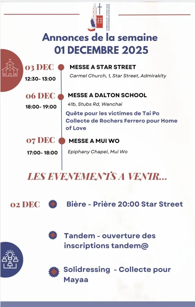 Les annonces de la semaine 01 Déc 2025