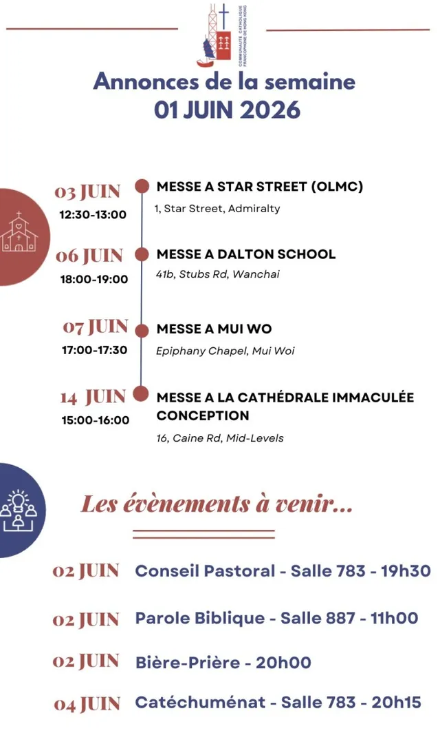 Les annonces de la semaine – 01 Juin 2026
