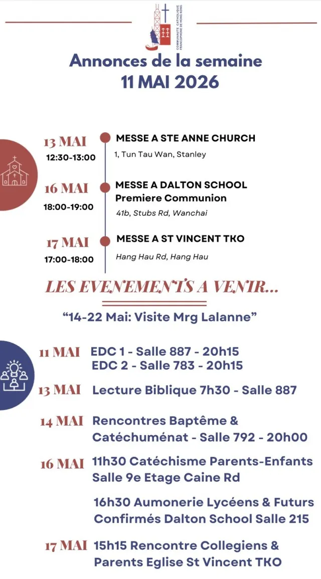 Les annonces de la semaine 11 Mai 2026