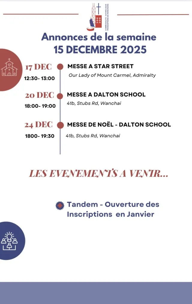 Les Annonces de la Semaine – 15 Déc.