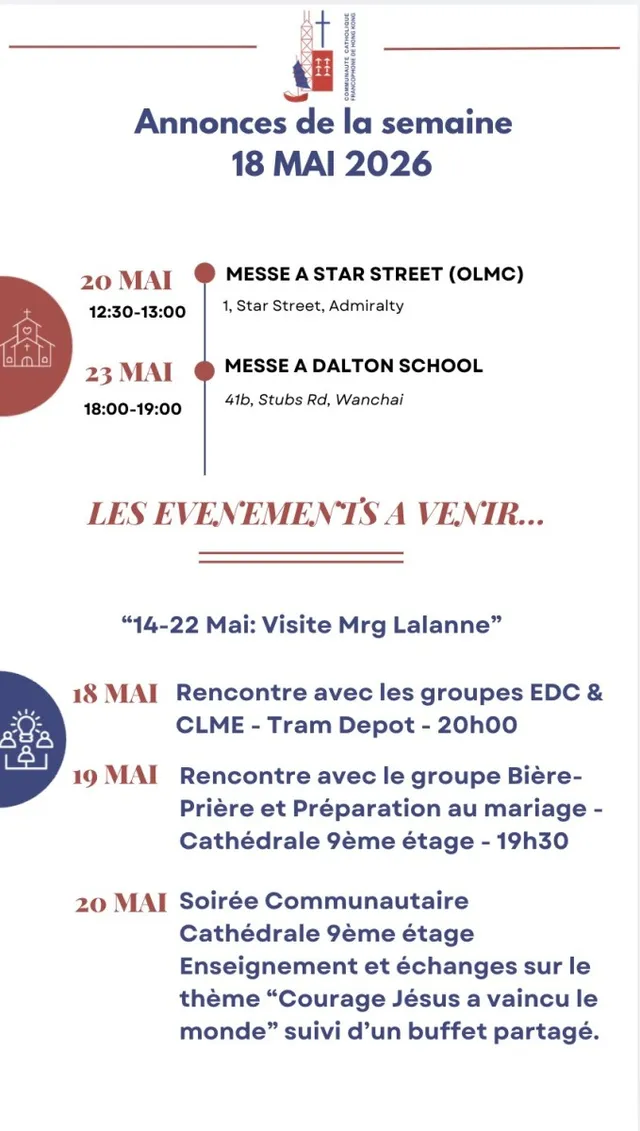 Les annonces de la semaine 18 Mai 2026