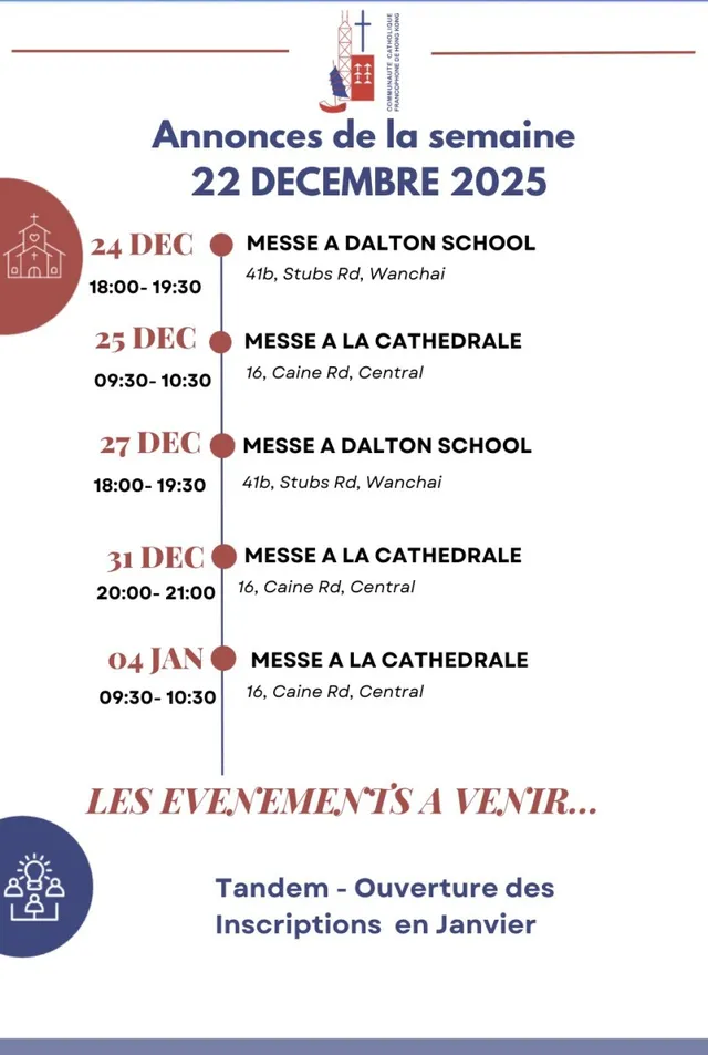 Les annonces de la semaine 22 Déc.