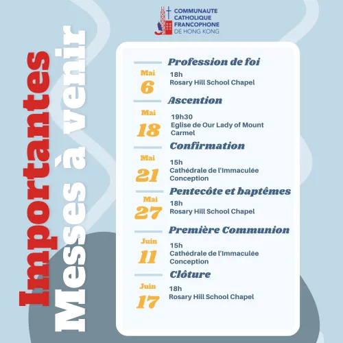 Les annonces paroissiales  – semaine du 1er mai 2023