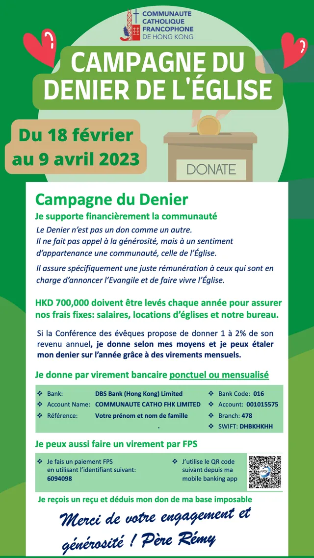 Les annonces paroissiales  – semaine du 20 février 2023