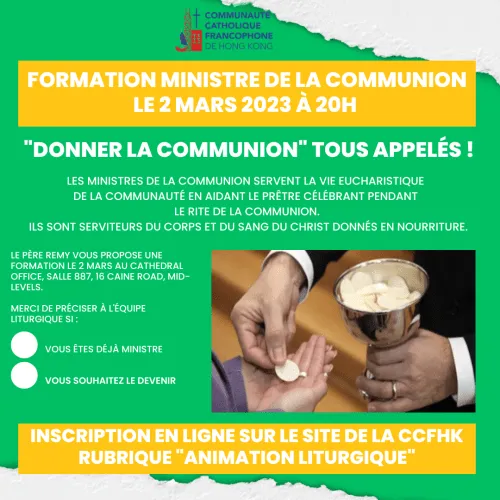 Devenez ministre de la Communion – formation le 2 mars 2023
