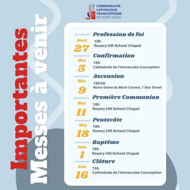 Les annonces paroissiales – semaine du 27 mai 2024