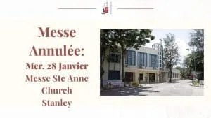 Messe 28 Janvier Stanley annulée